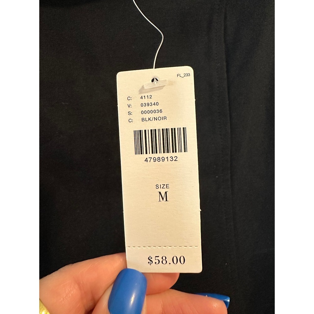 Anthropologie Meadow Rue Black Ruched Cap Sleeve Square Neck Top Size M NEW - Picture 5 of 5